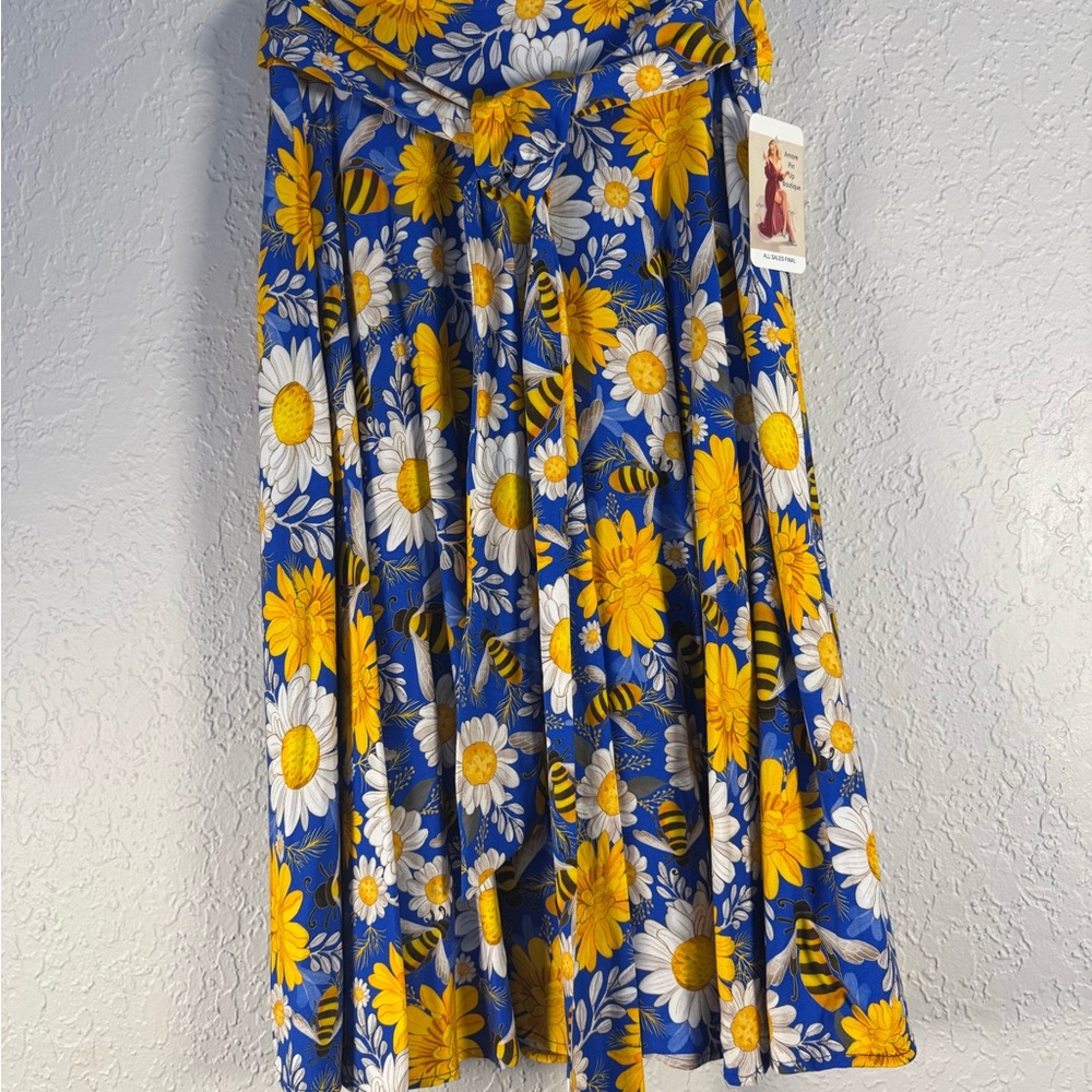 Floral Blue and Yellow Skirt
